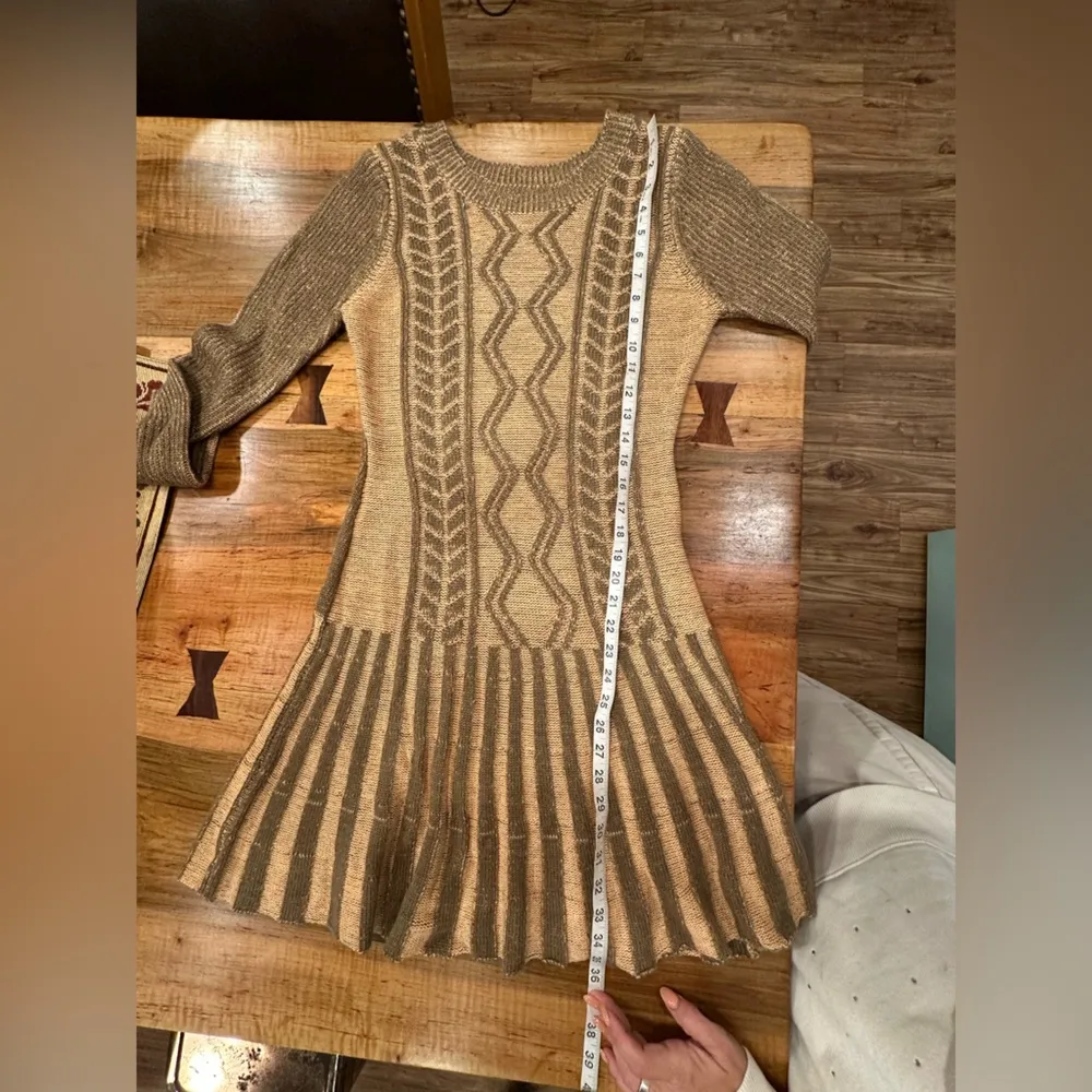 EUC Venus Women's Persian Orange & Tan Long Sleeve Knit Sweater Dress - Image 8