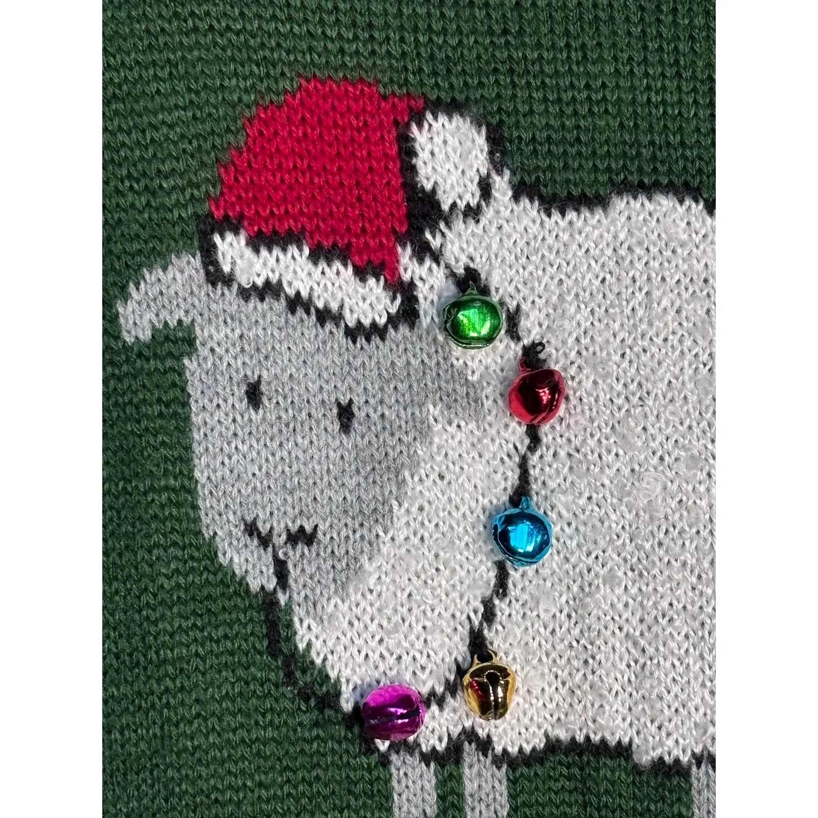 Green Fleece Navidad Sheep Knit Christmas Sweater Love by Design Large Holiday - Image 4