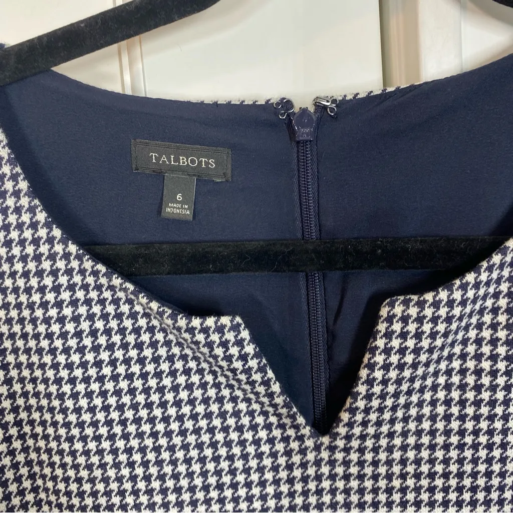 Talbots Houndstooth Ponte Dress Preppy Old Money‎ Academia Classic size 6 office - Image 2