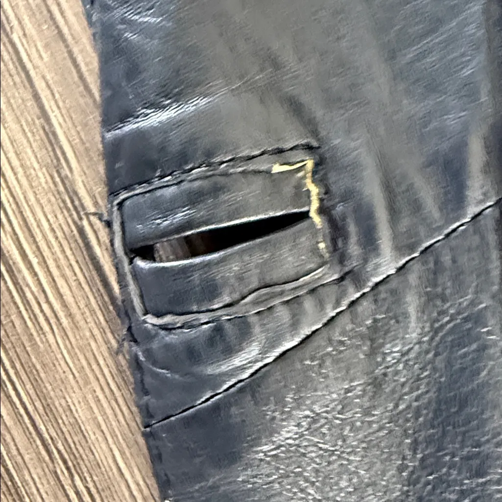 Vintage Black Leather Jacket blazer style so cool Size M - Image 9