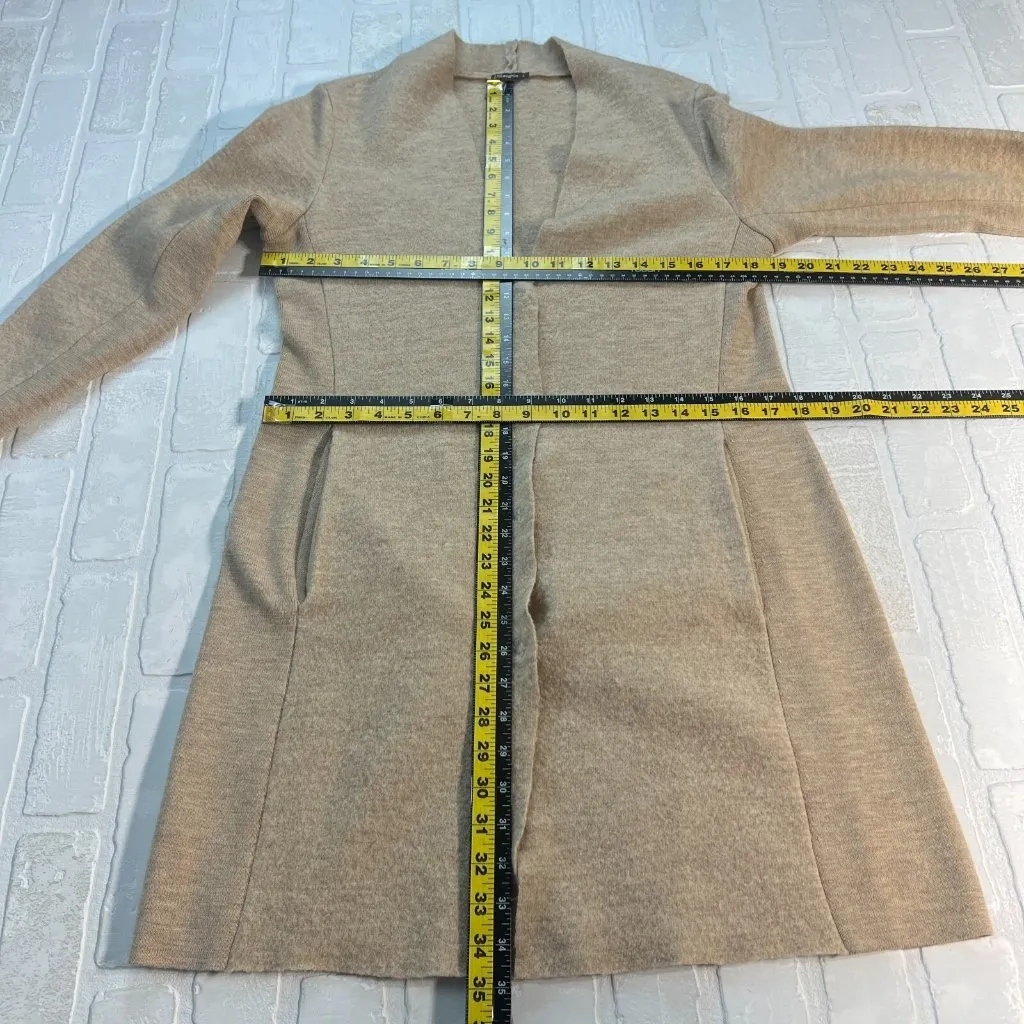 J. McLaughlin  Duster Cardigan Sweater Womens Small Beige‎ 100% Wool Snap Button - Image 3