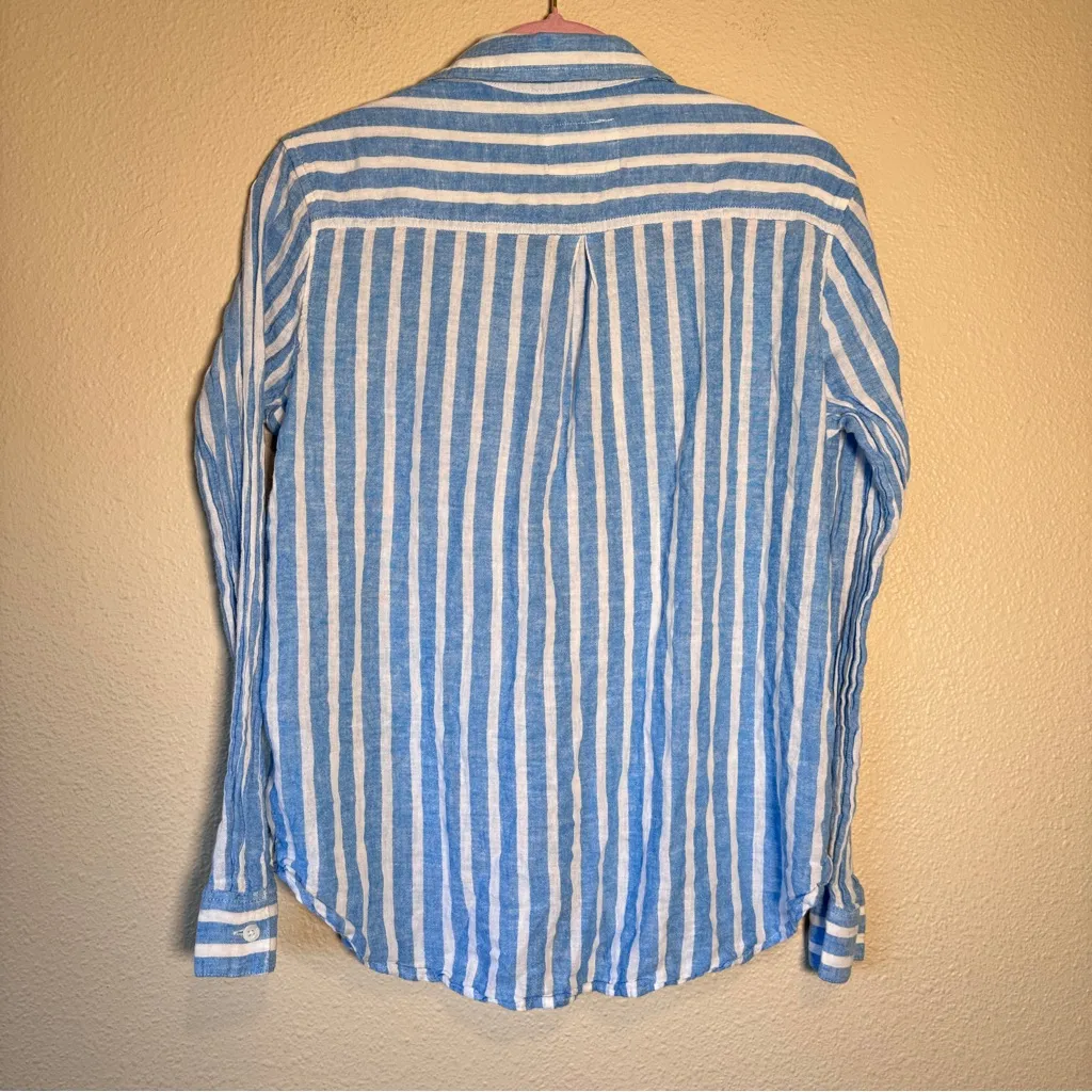 Rails Blue White Striped Linen Blend Button Down Shirt Womens S Lightweight Top - Image 10