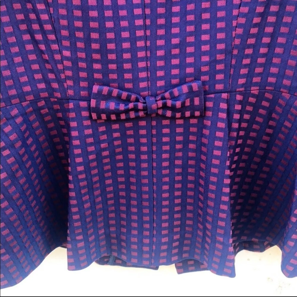 Modcloth Womens small Navy & Maroon Grid Print Bow Back dressy Casual blazer - Image 6