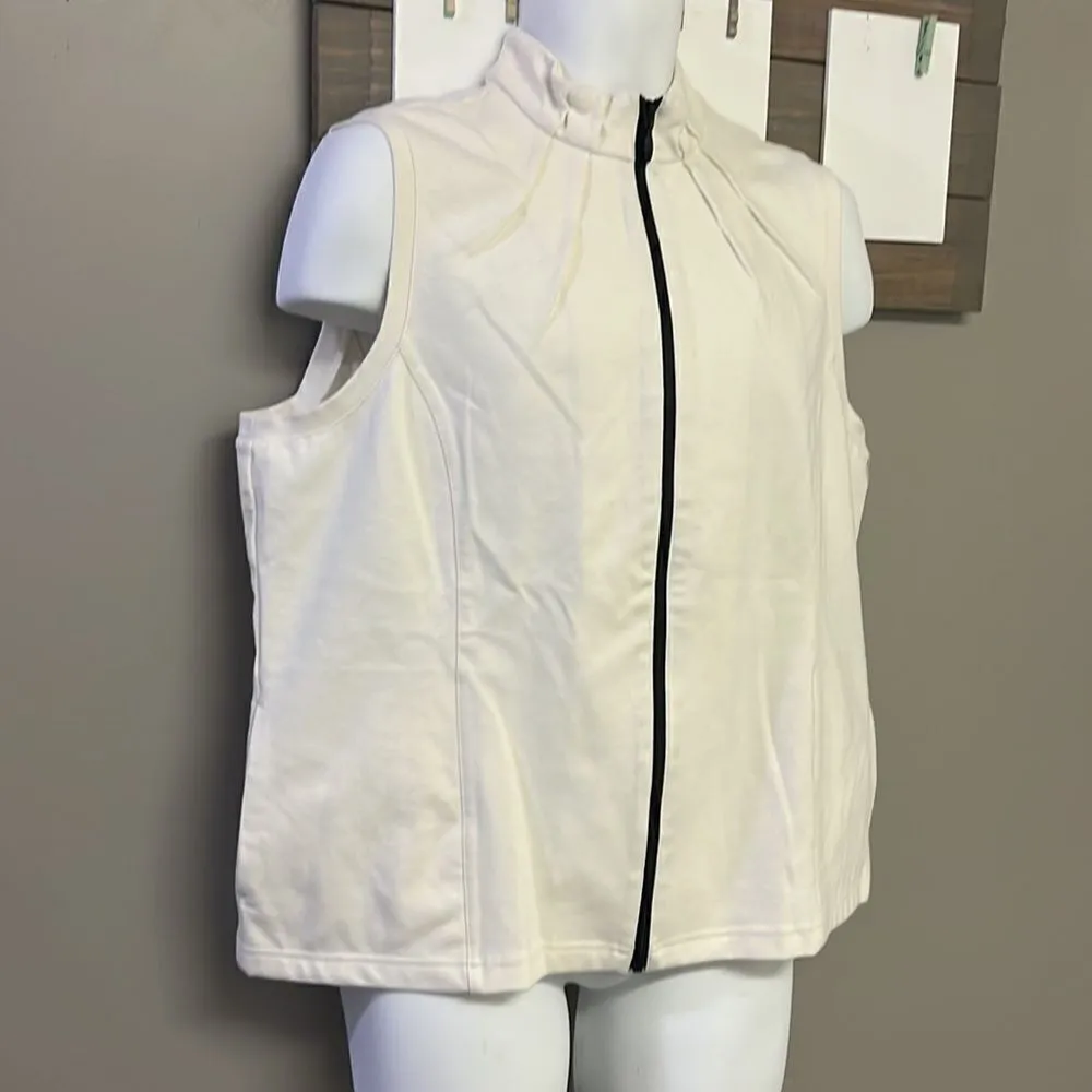 Weekends by Chico’s Ecru Full Zip Sleeveless Mockneck Layering Everyday Vest 3XL - Image 3