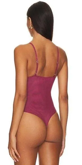 NEW Free People Intimately Night Rhythm Corset Bodysuit Washed Maroon - Image 2