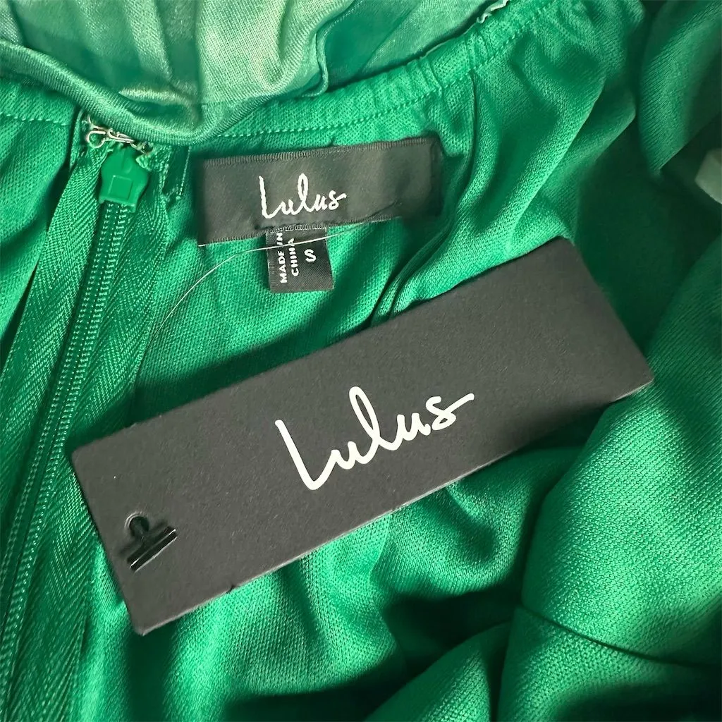 NWT Lulus Women's Prime Poise Green and Blue Abstract Satin Halter Maxi Dress S - Image 11