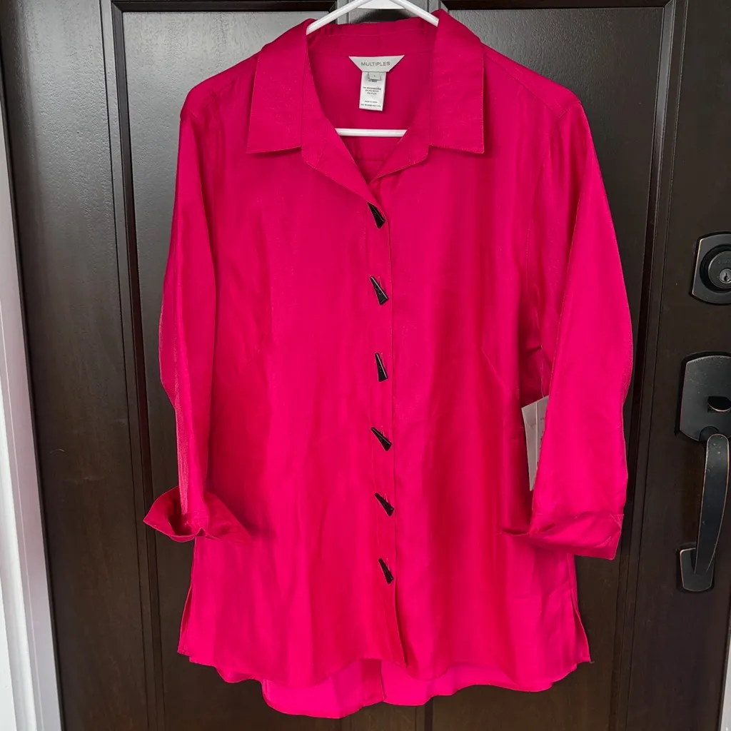 NWT Multiples A-Line Swing Top Fuchsia Size Large - Image 2
