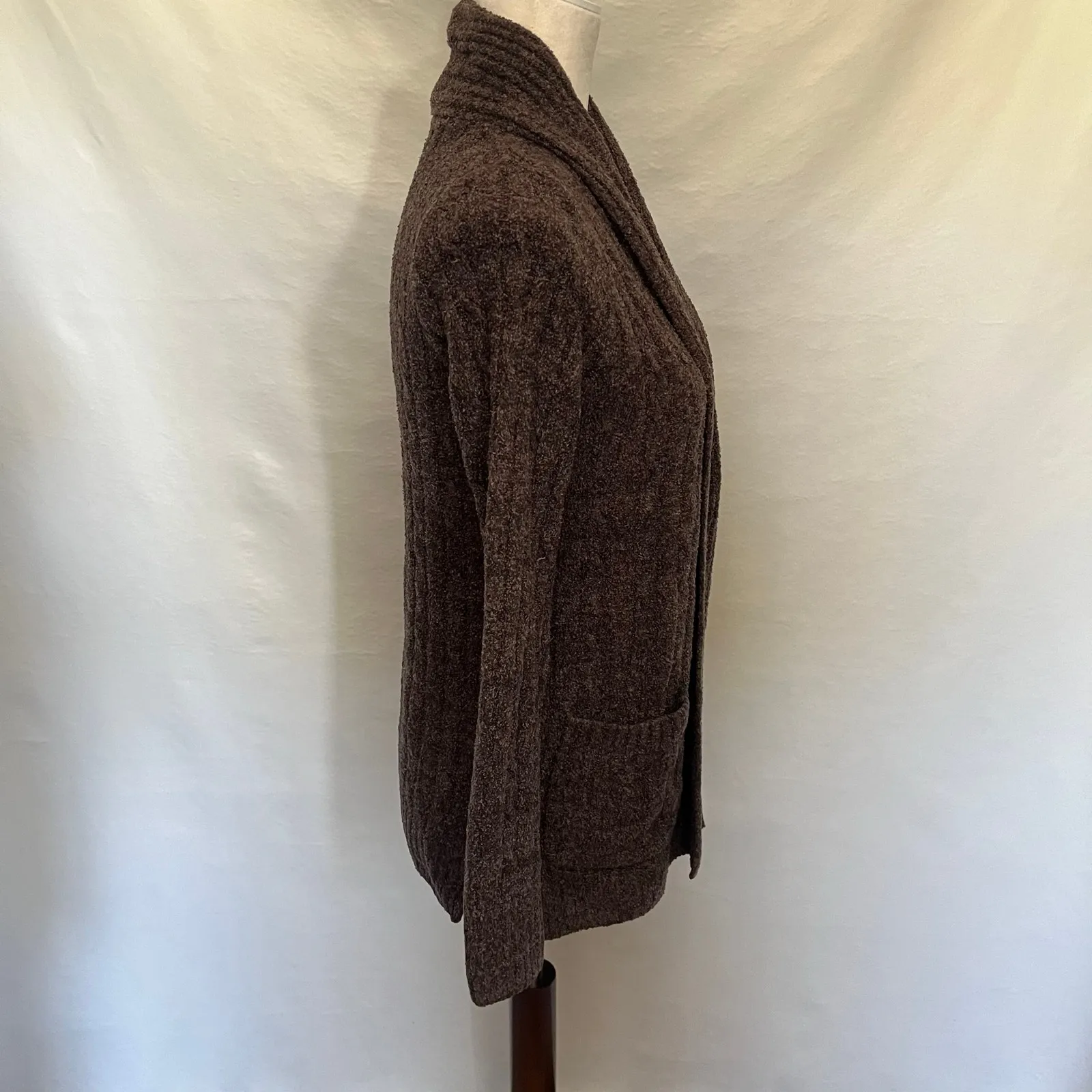 Barefoot Dreams CozyChic Lite Cardigan Womens Sweater Sz XS Brown Coastal Cozy - Image 5
