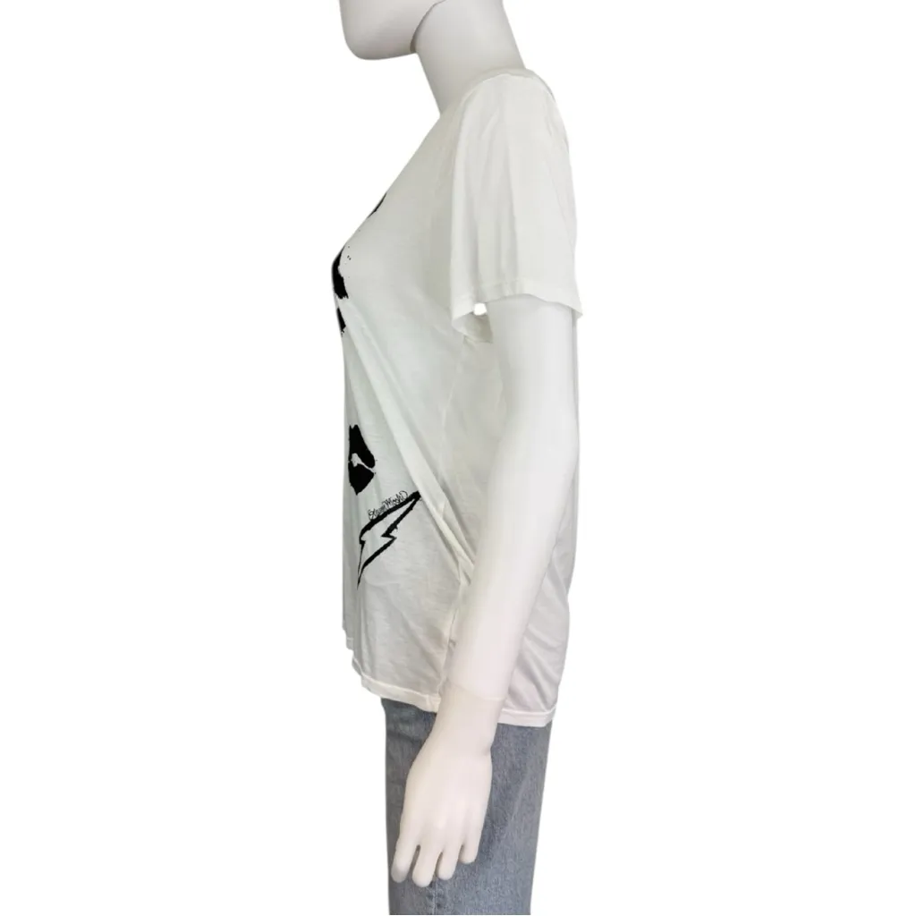 Lauren Moshi NWT White Wolf Painted Evil Eye Boyfriend Tee Size XS - Image 2