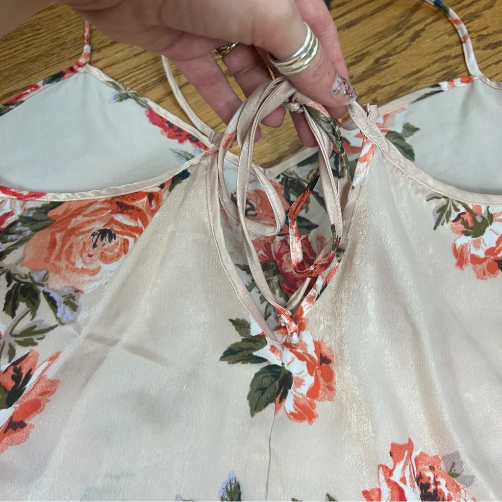 IN BLOOM By JONQUIL Floral Pajama Satin Lace Cami and Shorts Set Size XL Pink - Image 9