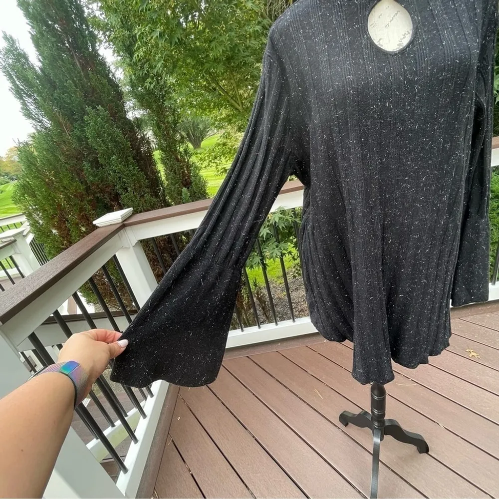 Style & Co. black cutout swing turtleneck cotton blend sweater pleated dress XL - Image 5