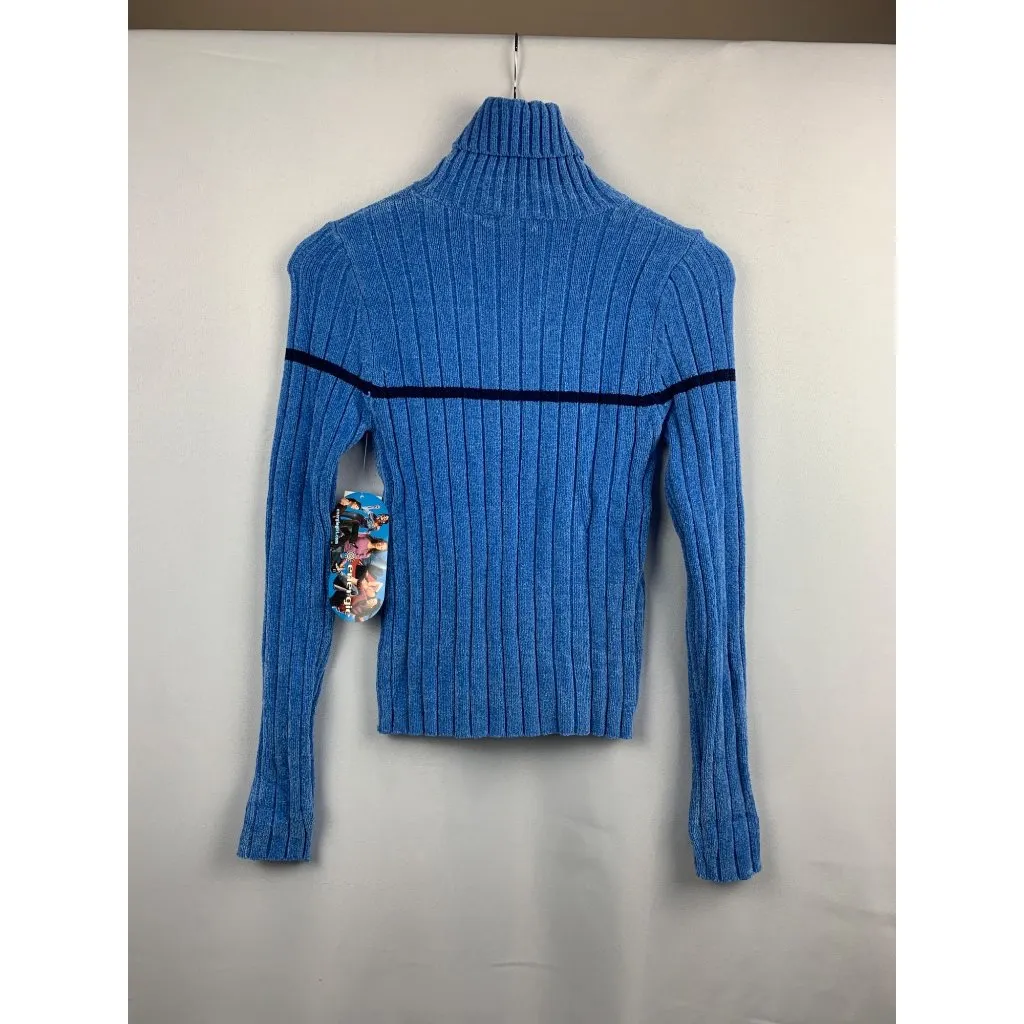 Energie Womens Ribbed Turtleneck Sweater Medium Acrylic Rayon Spandex Moonltblue - Image 2