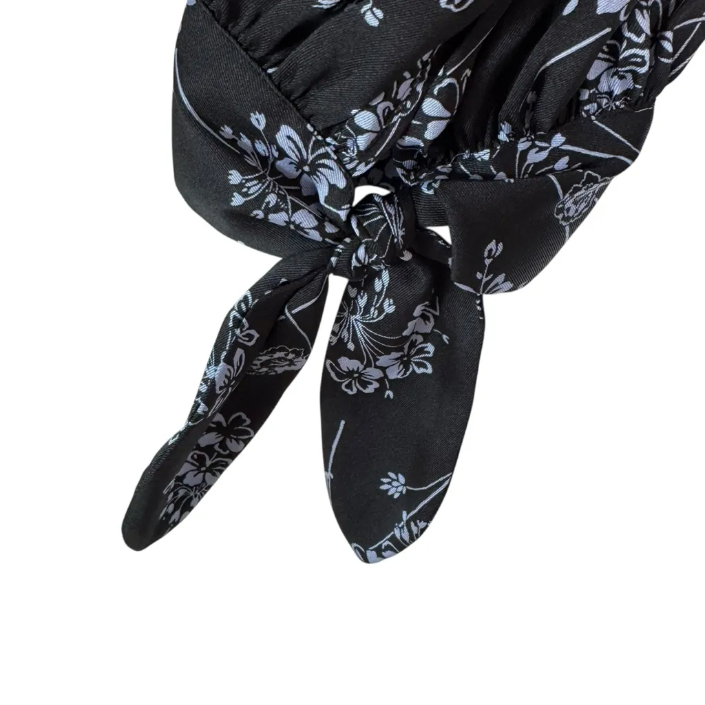 Cinq a Sept Halette Wrap Midi Dress Black & Blue Floral Print Size 4 - Image 13