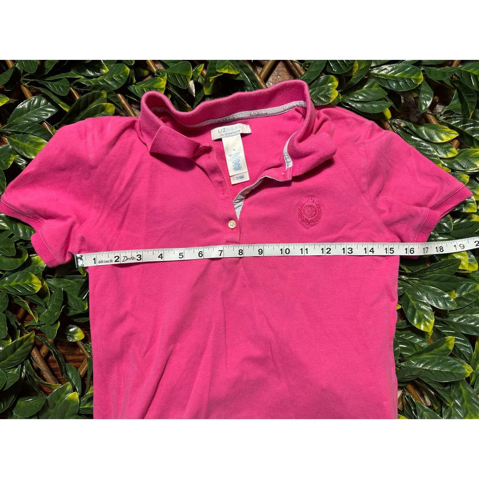 Vintage LIZ WEAR Preppy Hot Pink Collared Short Sleeve Shirt Size Medium - Image 4