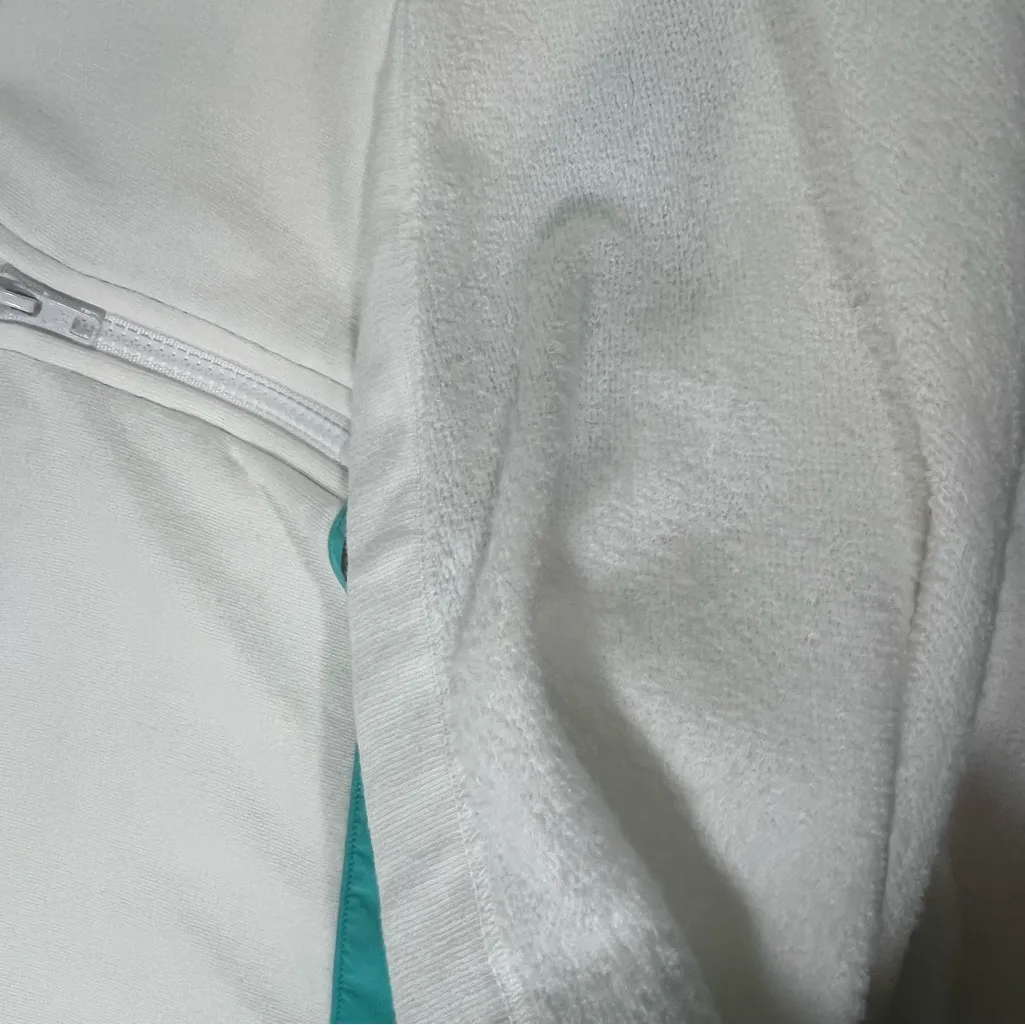 VICTORIA SECERT‎ PINK SWEATSHIRT HOODIE PULL ON 1/2 ZIP SZ S WHITE TURQUOISE NEW - Image 9