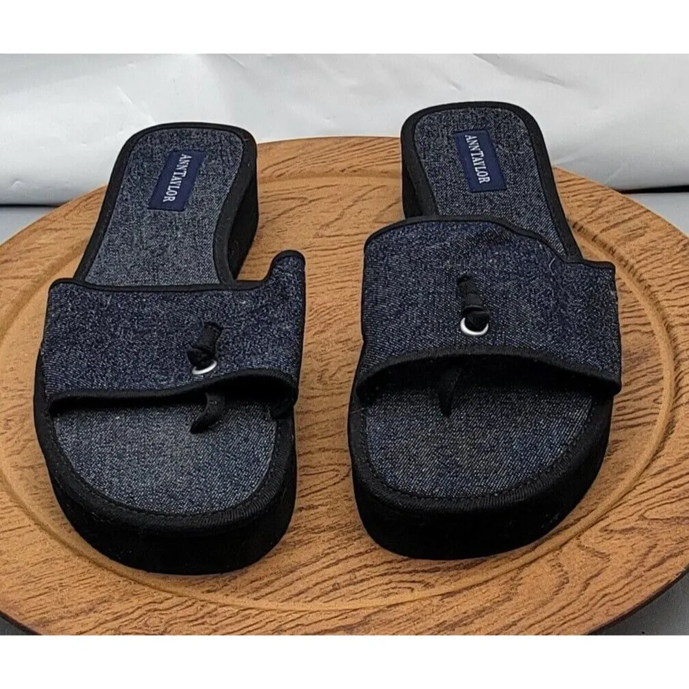 Ann Taylor Denim Open Toe Slipper Thong - Image 2