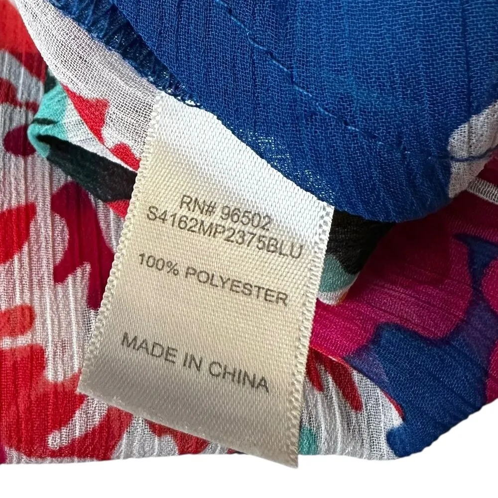 Sandy & Sid Blue Floral Sheer Cover Up Cardigan Women Size Small | 72-14 - Image 4