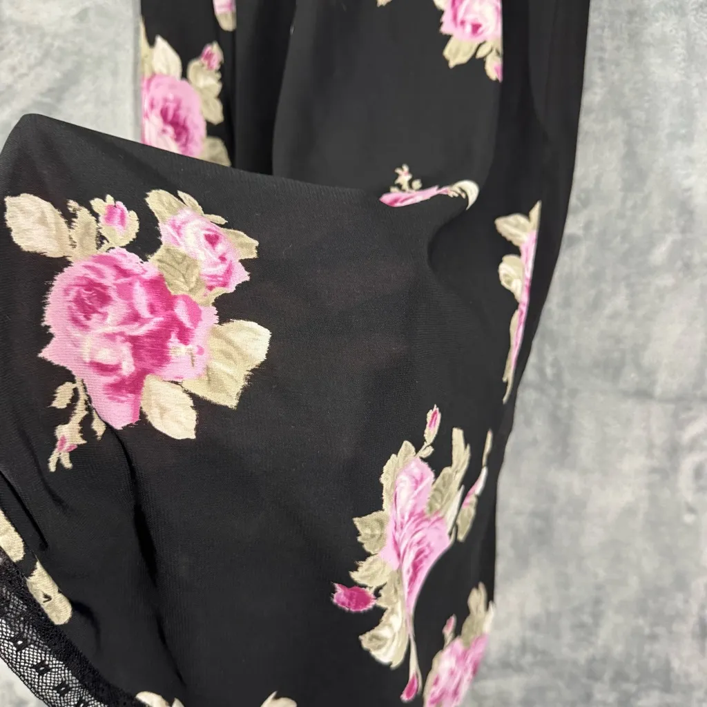 Oscar de la Renta Pink Label Black Floral Nightgown Intimate Slip Dress Medium - Image 9