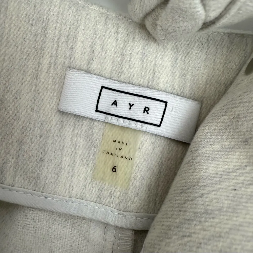 AYR High Rise Tie Front Tapered Ankle Crop Pants Cotton Light Heather Grey - Image 9