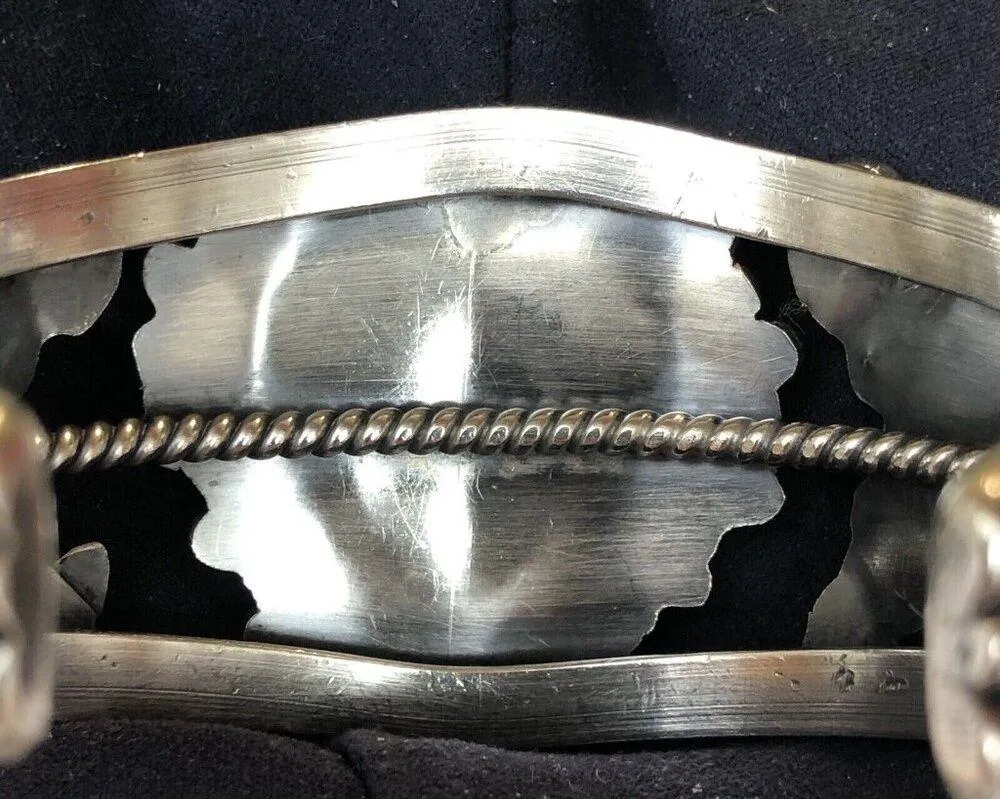 Indian 70 grams Sterling Silver Turquoise Cluster Bracelet Signed - Image 10