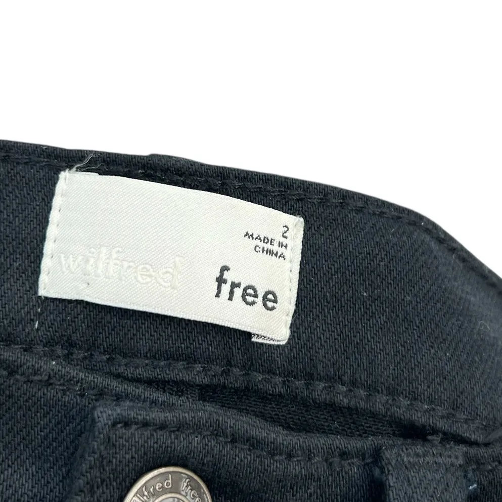 Aritzia Wilfred‎ Free Tanit Denim Skirt Mini Raw Hem Black Wash Size 2 - Image 12