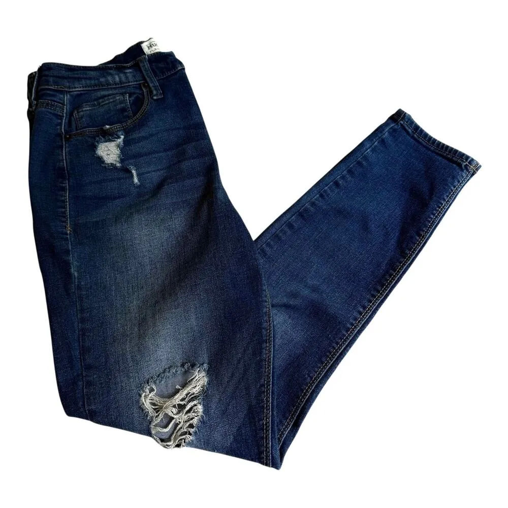 Mudd Skinny Jeans Junior Women Size 9 FLX Stretch Dark Wash Distress Denim Jean - Image 6