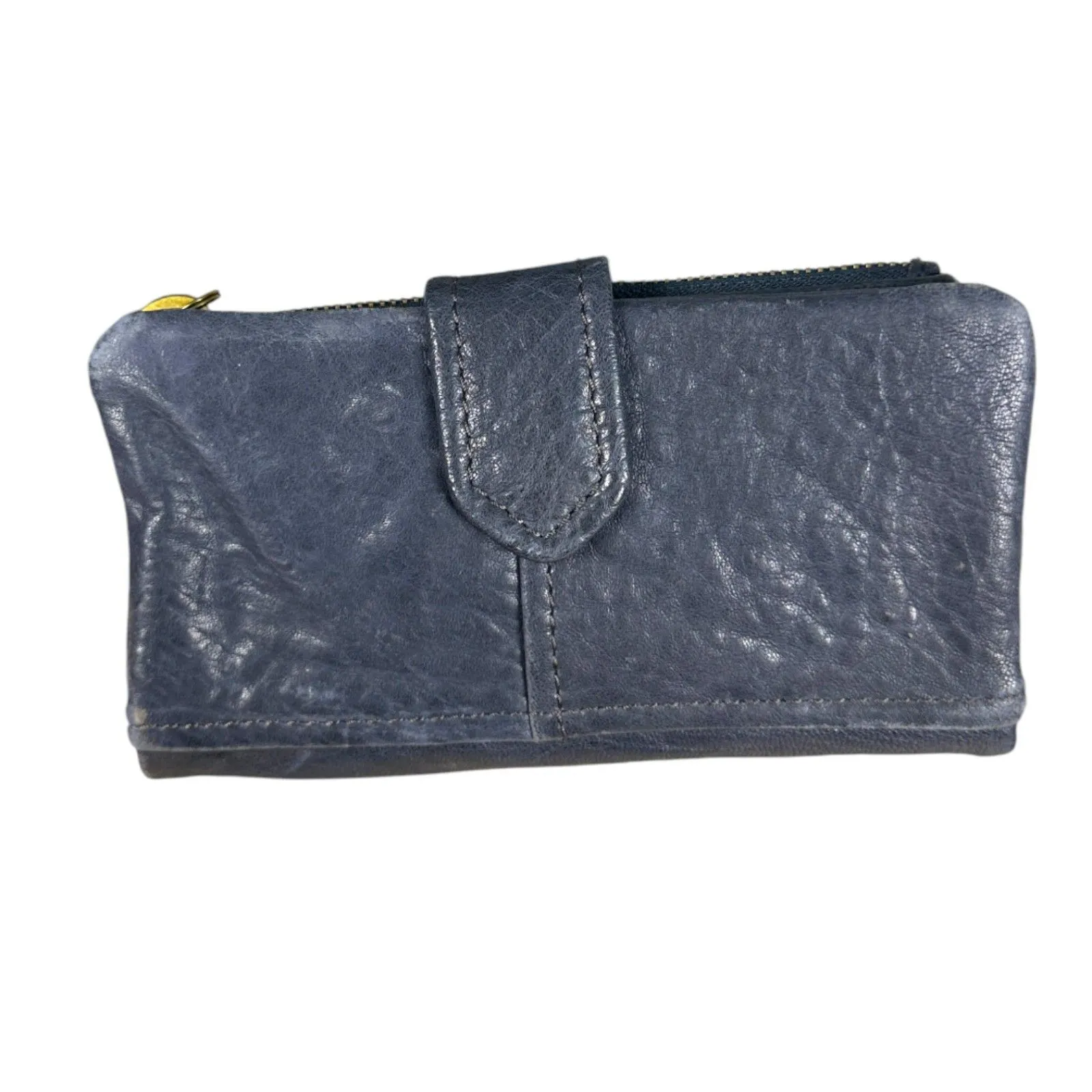 Fossil Navy Blue Pebbled Leather Bifold Zip Multi Pocket Wallet - Image 6