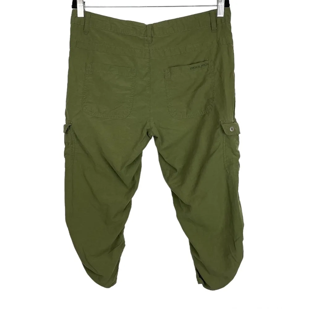 Woolrich Outdoor Hiking Cargo Crop Pants Sz 8 Ruched Army Green Cotton - Image 2