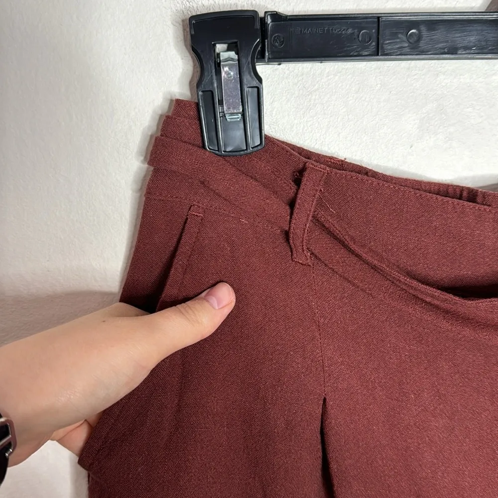 Gentle Fawn Alpha linen blend belted mini shorts in mahogany 3.5” inseam size M - Image 5