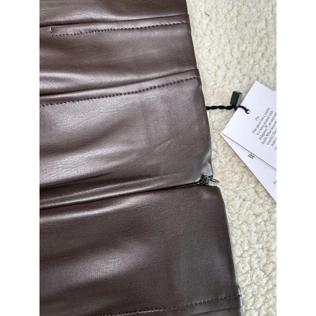 MM Lafleur $195 Women's Whitney Vegan Leather Brown Mini Skirt Size 8 - Image 5