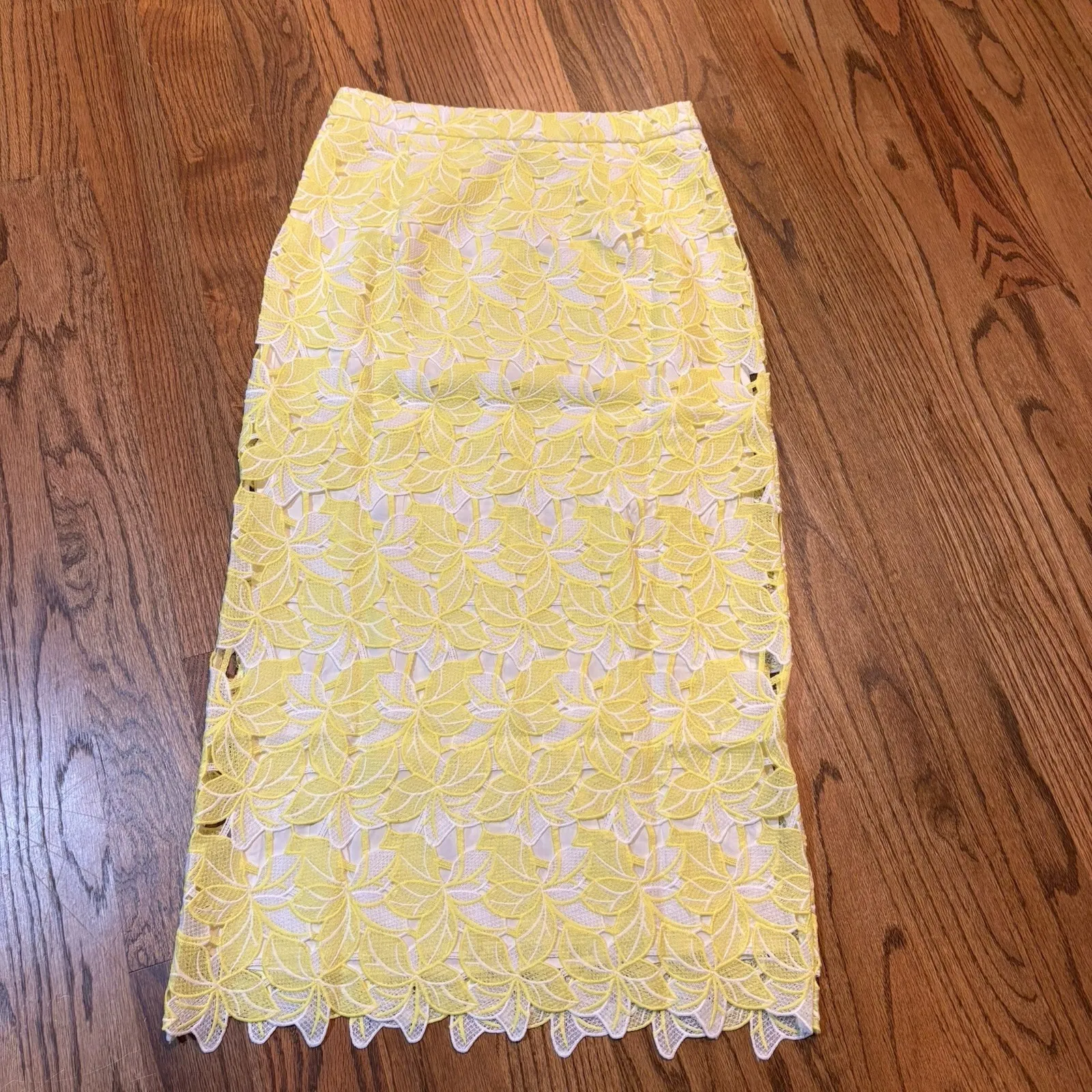 NWT Anthropologie Sunday in Brooklyn Overlay‎ Maxi Floral Skirt yellow white XS - Image 2