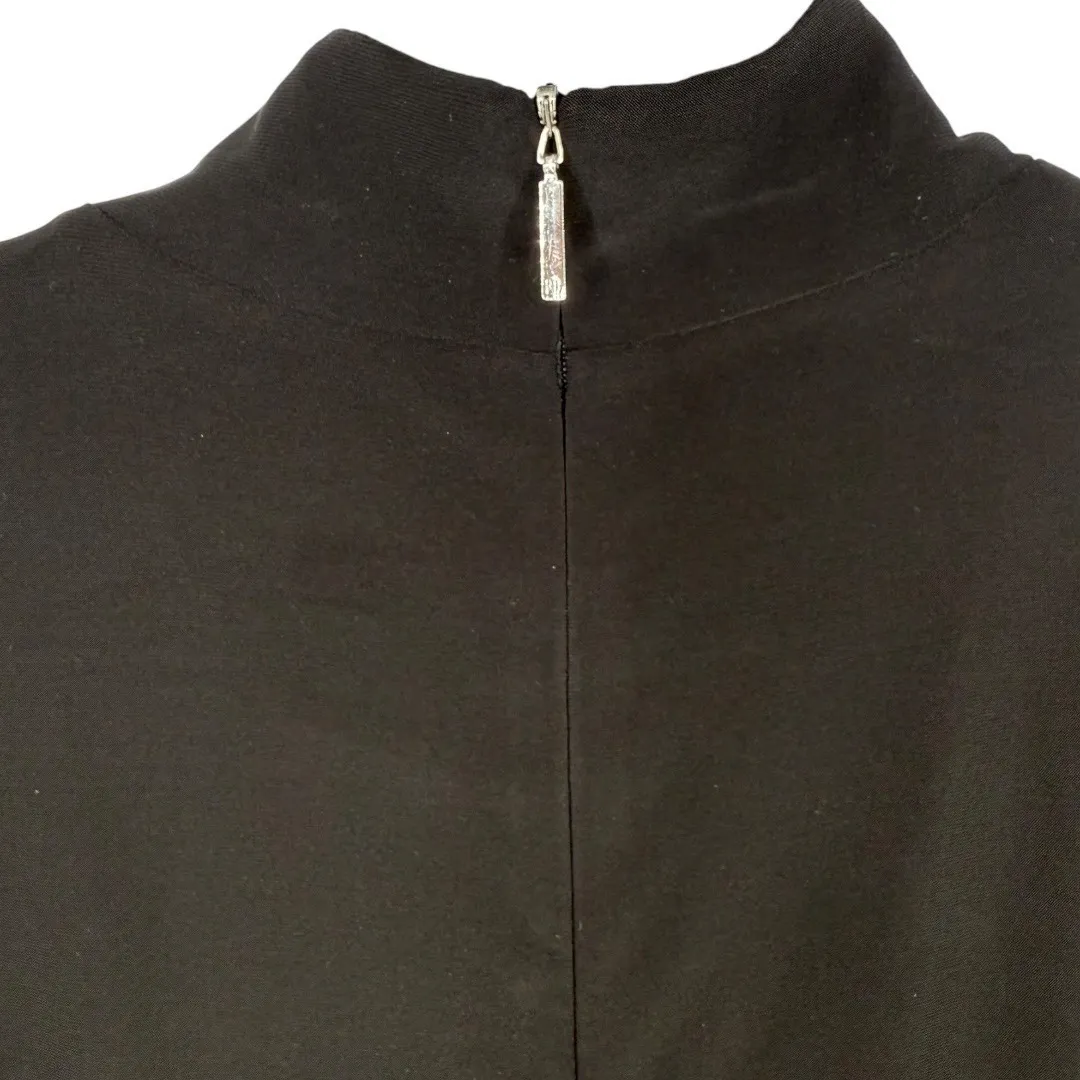 Lauren Ralph Lauren Black Mock‎ Neck Belted Classic Fit & Flare Midi Dress Sz 10 - Image 9