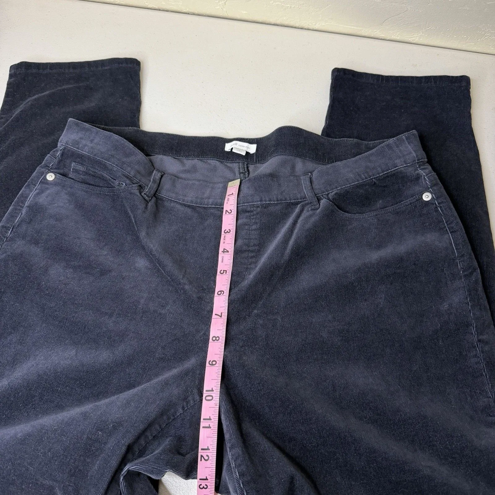 J Jill Corduroy Pants Womens XL Petite Navy Blue Straight Leg Pull On 29” Size undefined - Image 7