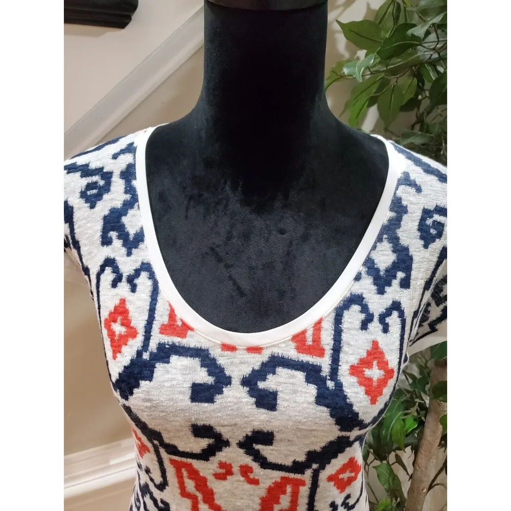 Tommy Hilfiger Multicolor Linen Scoop Neck Short Sleeve Top Blouse Size S/P - Image 2