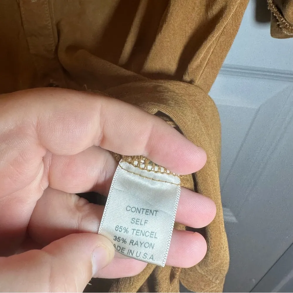 Maven West  Orange-Brown Button Up Roll Tab Sleeve Dress S - Image 8