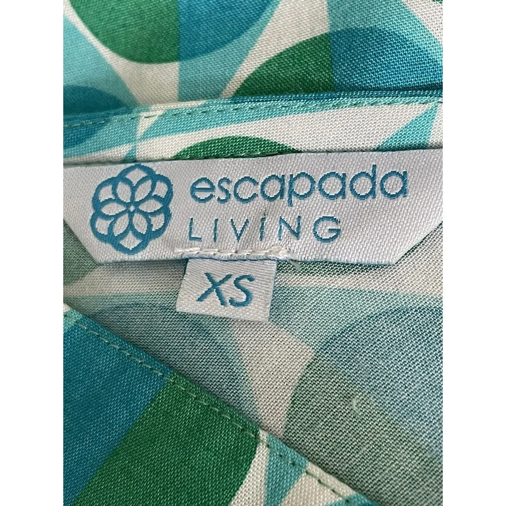 Escapada Living Turquoise Mod Groovy Geo Dress 3/4 Sleeves Back Cutout Size XS - Image 7