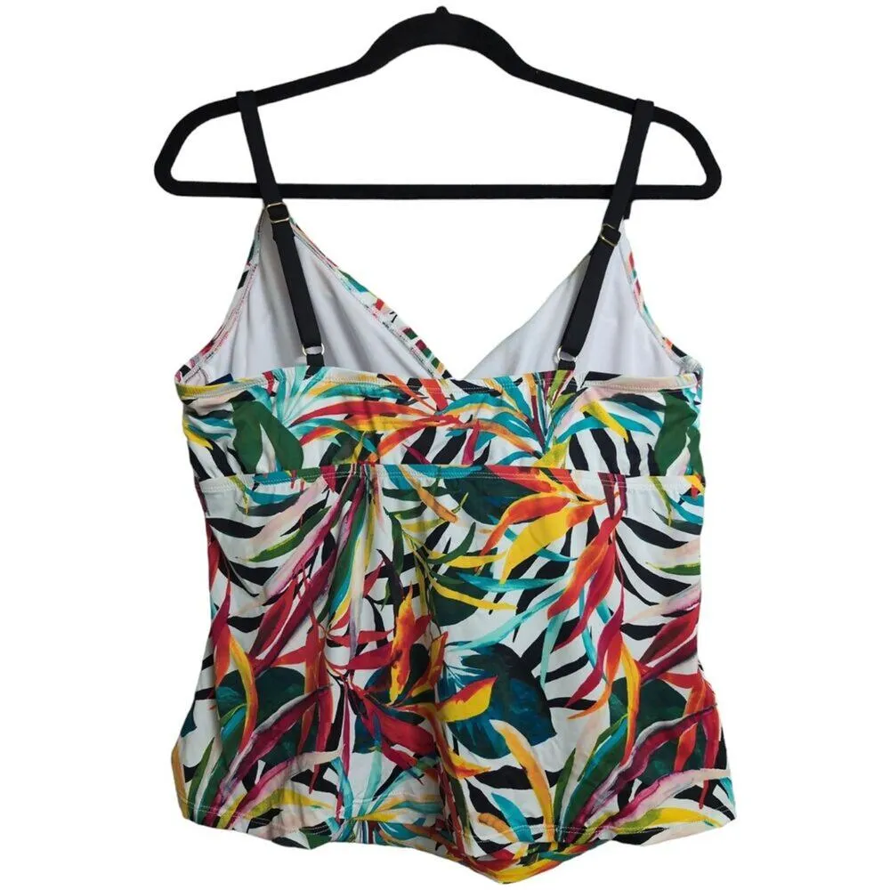 NWT Apt. 9 Batik Halter Tankini Top Multicolor Tropical Ruched Size 2X New - Image 3
