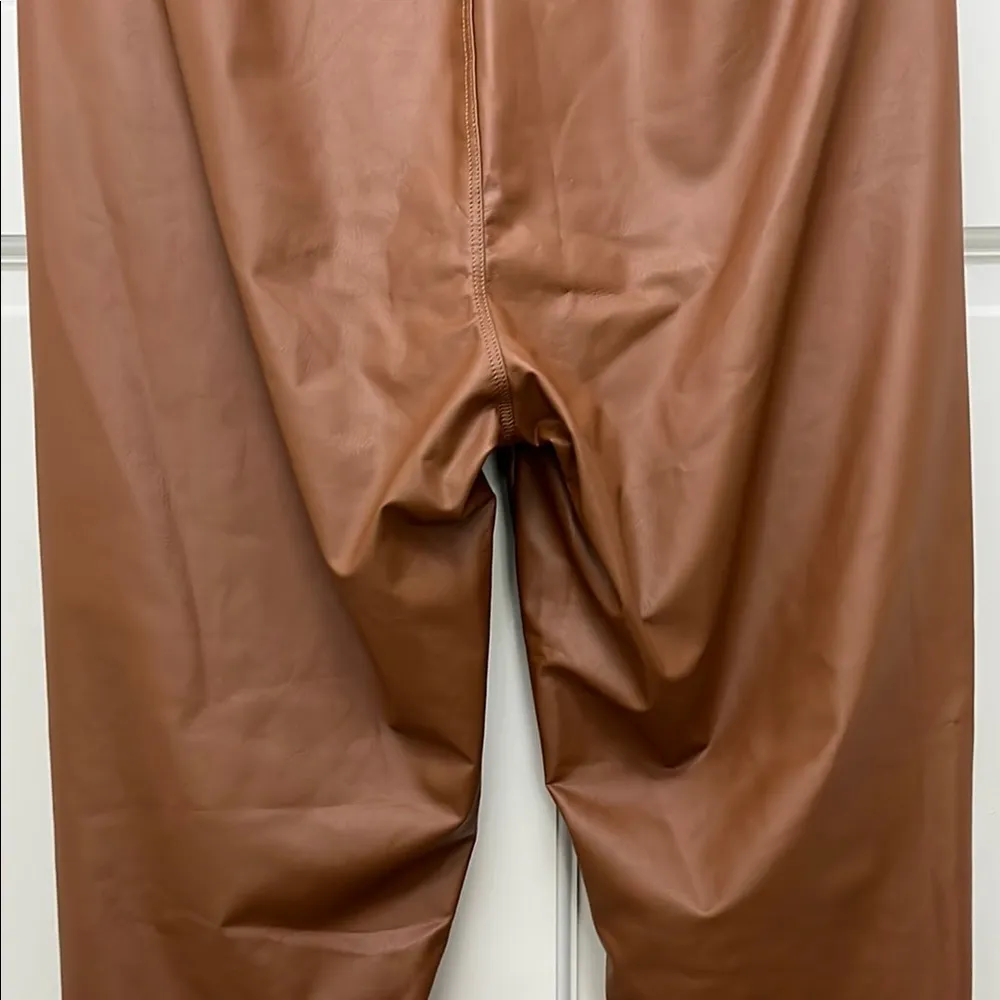 NWT Offline by Aerie Real Luxe Faux Leather Leggings in Camel - Size Large - Image 9