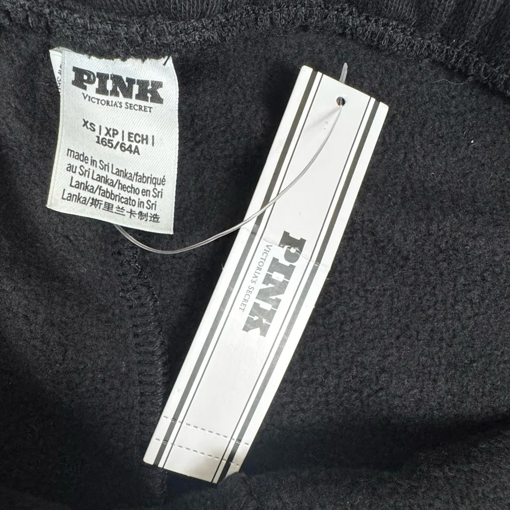 NWT PINK Victoria's Secret Ivy Fleece High Rise Black Slim Sports Sweatpants XS - Image 7