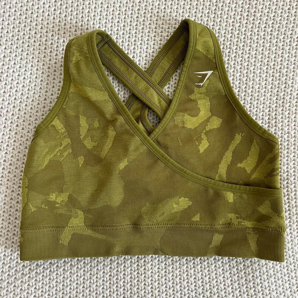 Gymshark Green Camo Adapt Seamless Sports Bra Size M - Image 2