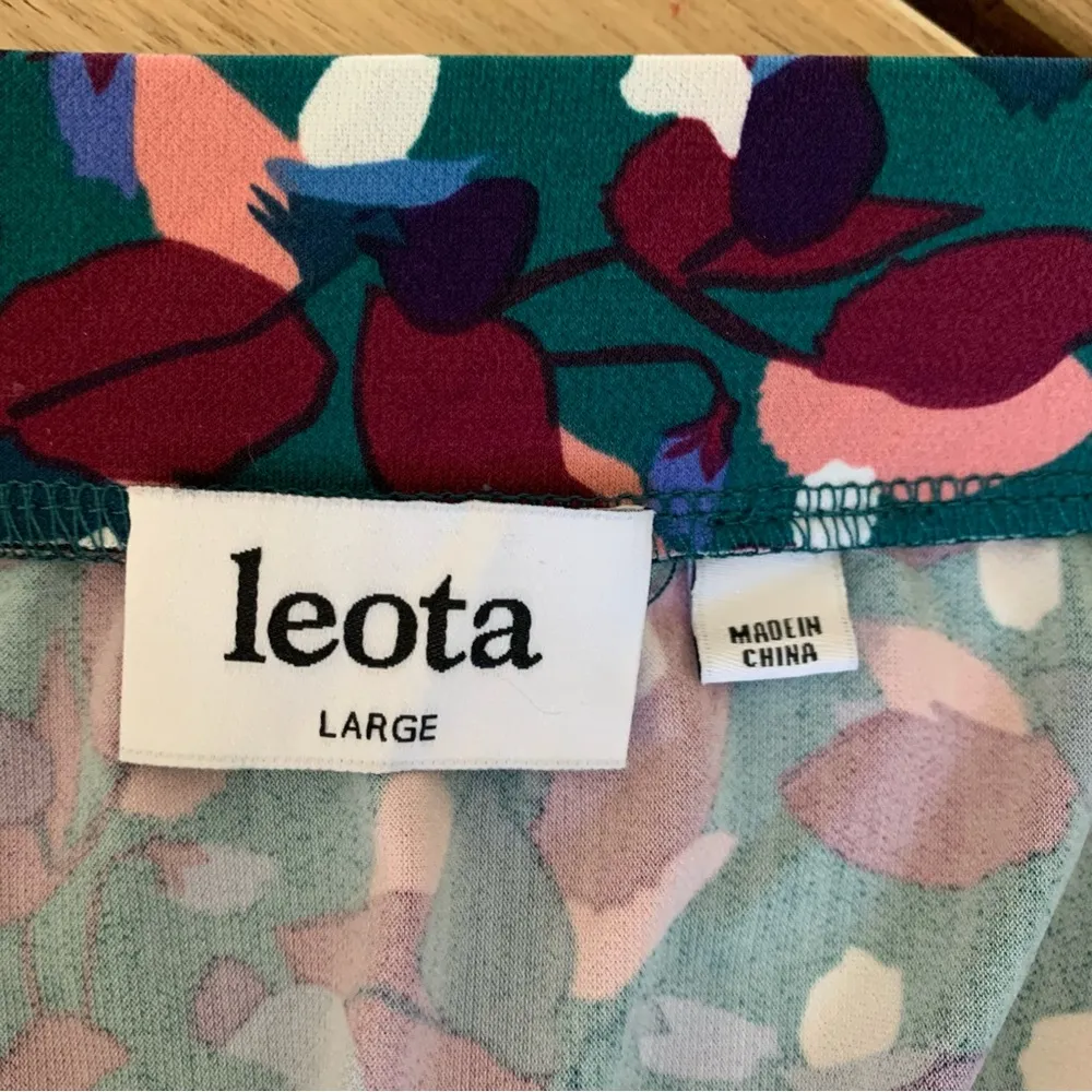 Leota Teal & Pink Floral Skirt L - Image 6