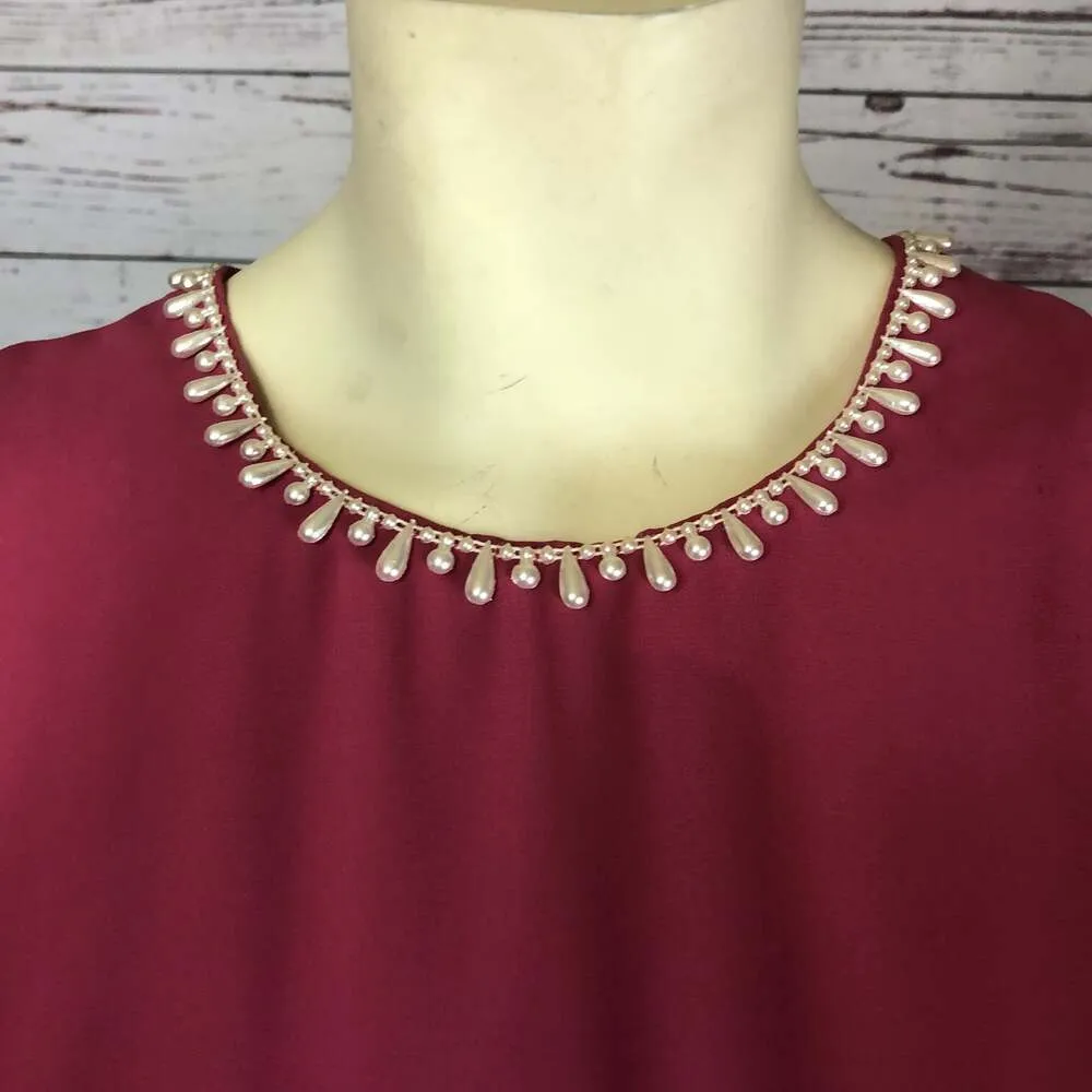 American Vintage USA 50's pink long dress pears around neckline size medium - Image 11