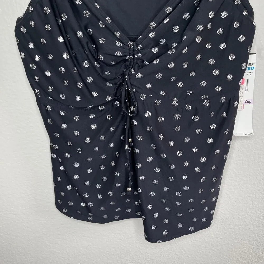 Coco Reef Womens Plus Size 22W/44DD Navy Polka Dot Tankini Top Swimsuit - Image 4