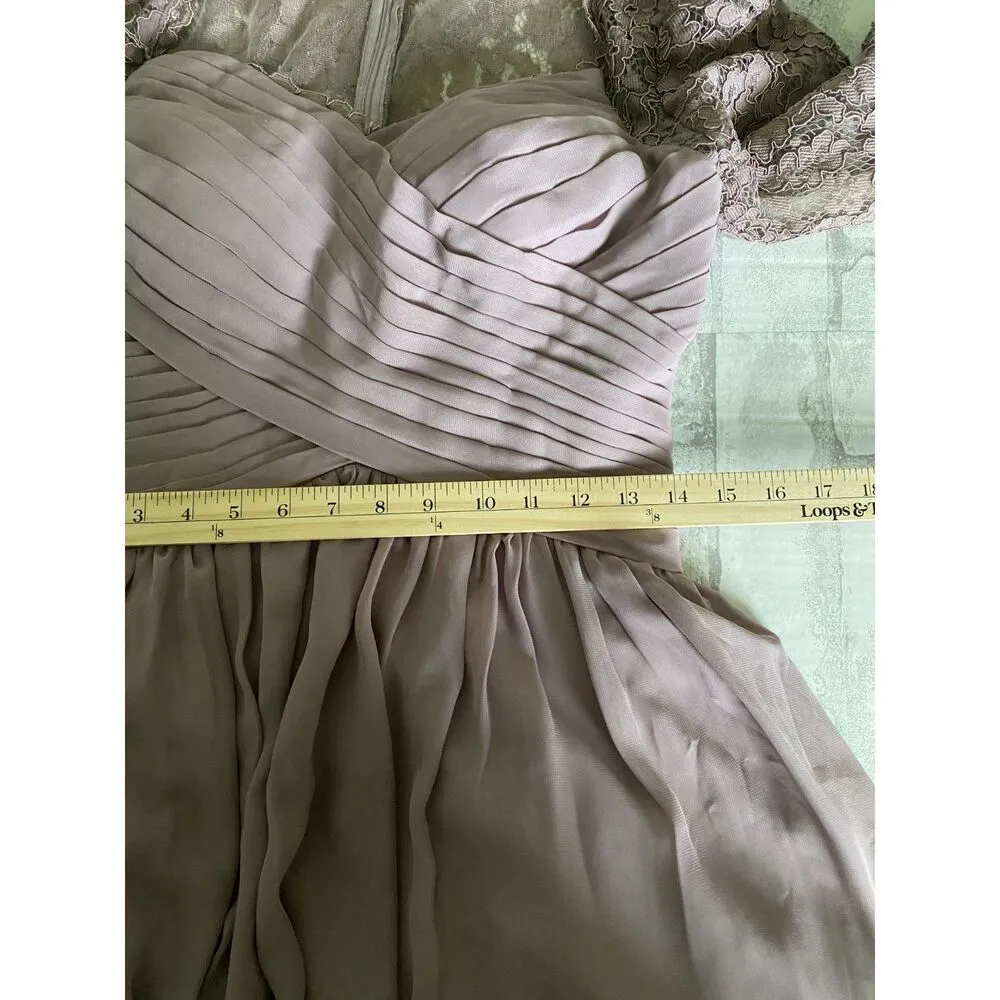 JJs House A Line Sweetheart Knee Length Lace Chiffon Cocktail Dress Ruffle Sz 8 - Image 6