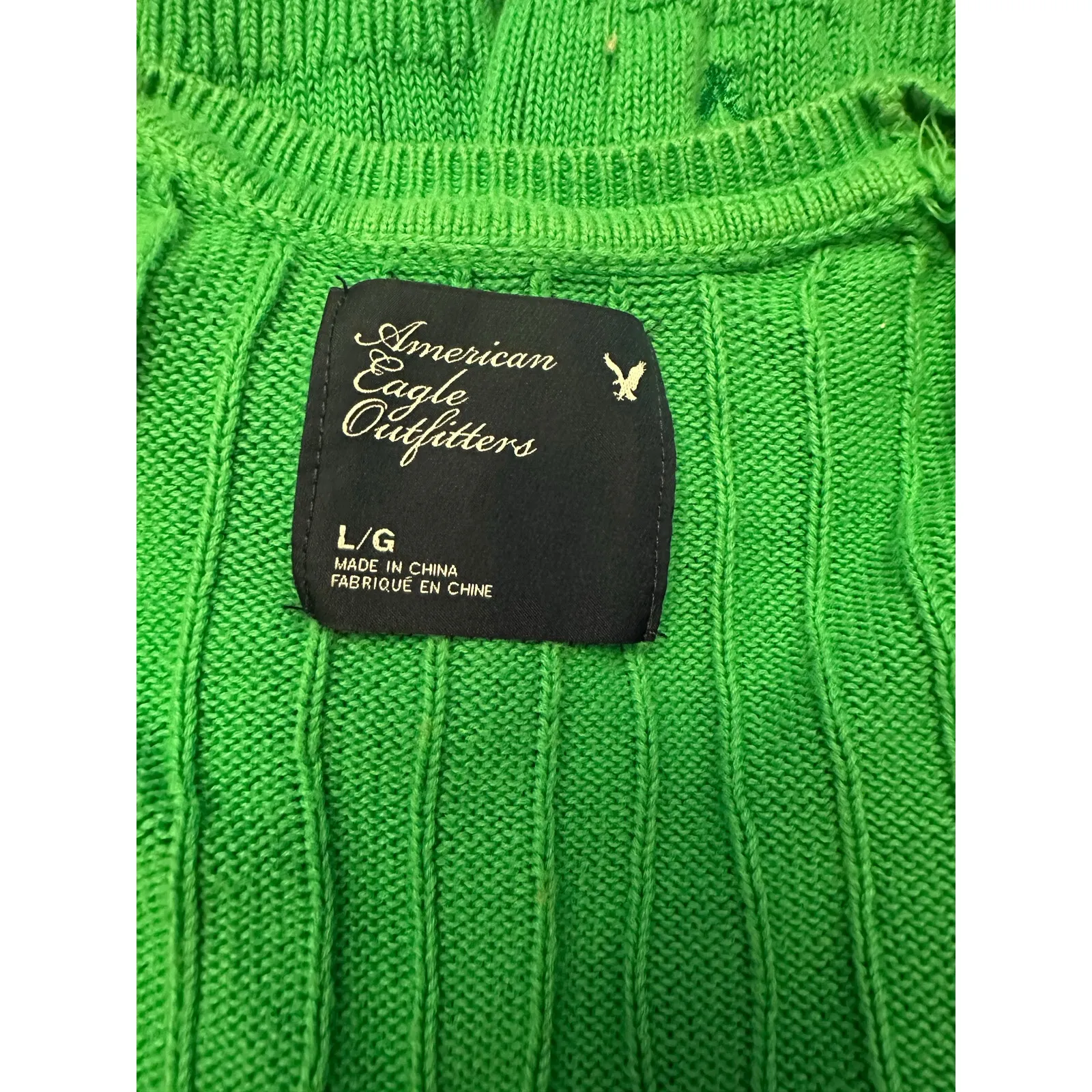 American Eagle Women's crew neck Sweater Large Green - Image 4