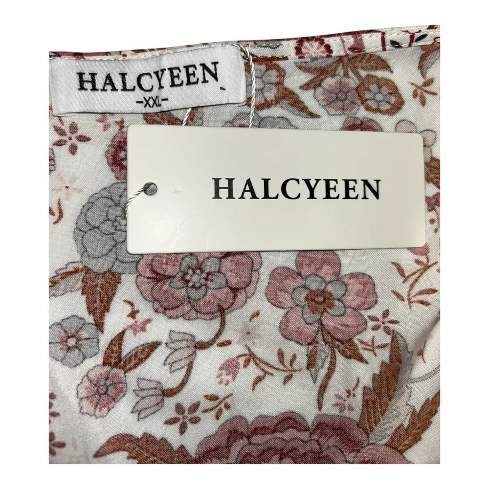 HALCYEEN Elegant Boho Maxi Dress with Flowing Silhouette White/ red flowers XXL White - Image 12