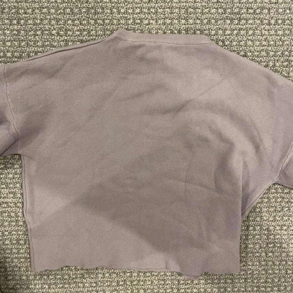 Oat New York Sweater Womens Size Small Balloon Sleeve Light Purple Puff Cropped - Image 5