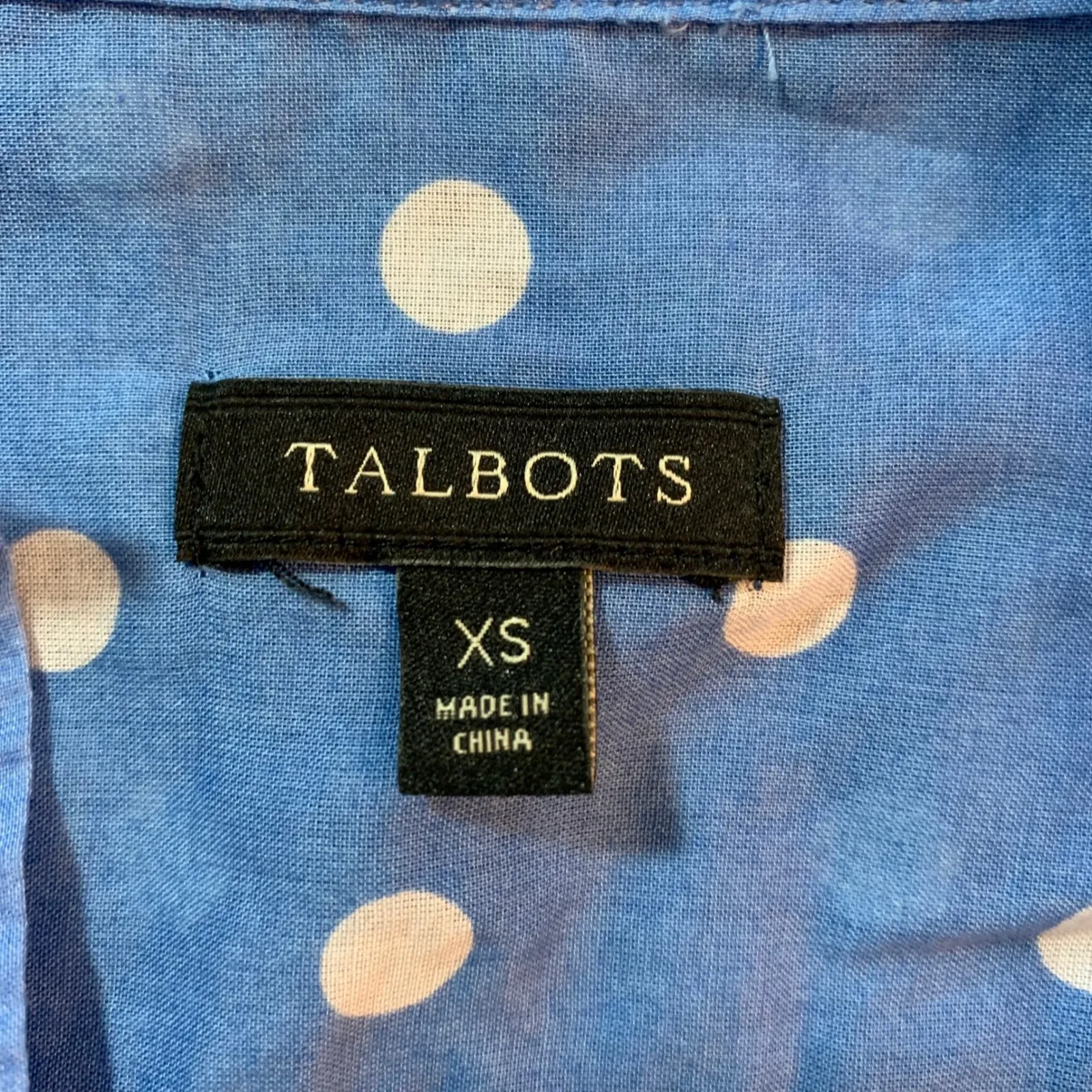 Talbots Polka‎ Dot Button Down Shirt Long Sleeve Cotton XS - Image 3
