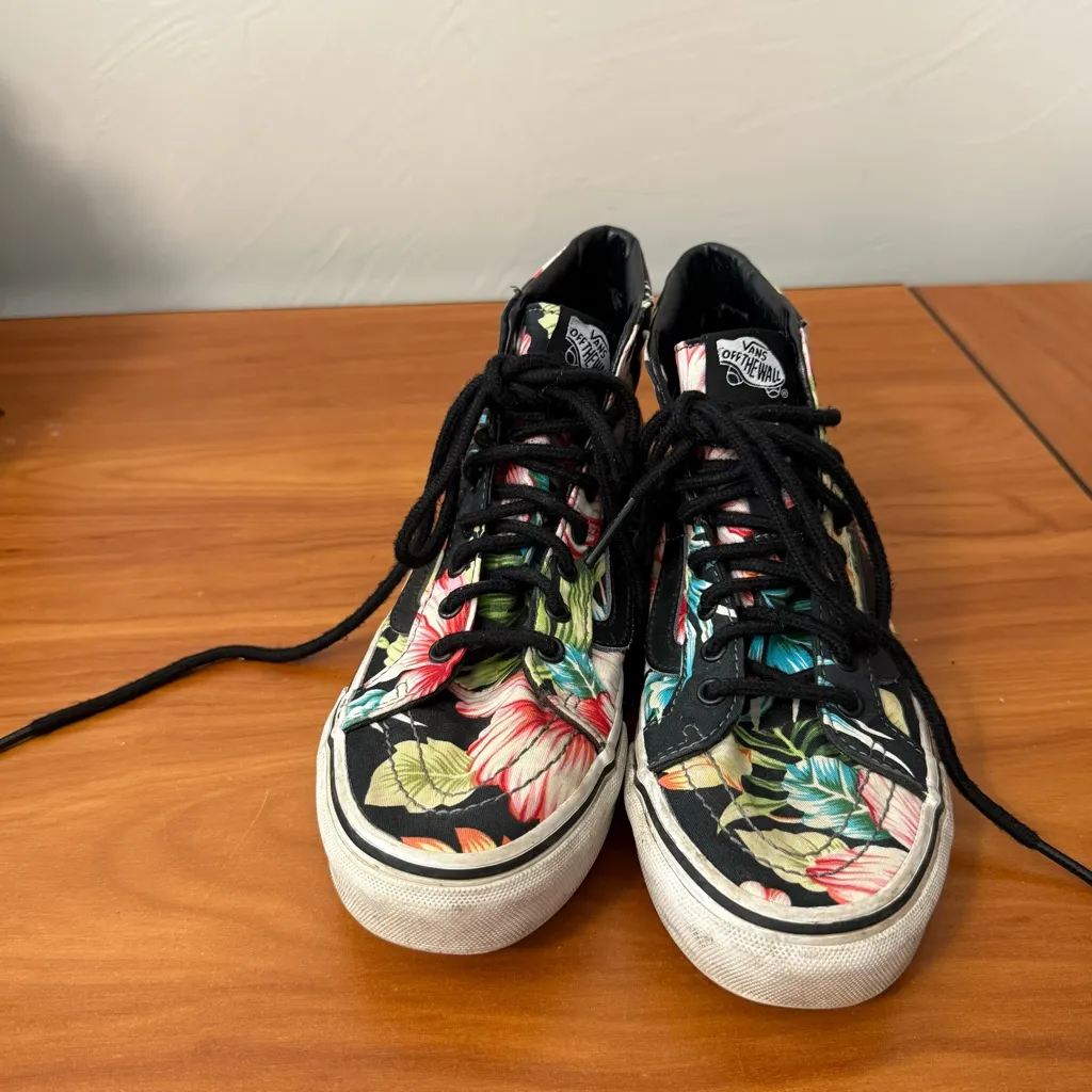 Vans Sk8 High Top Hawaiian Hibiscus Print Floral Tropical Sneaker Skate Shoe W6 - Image 4