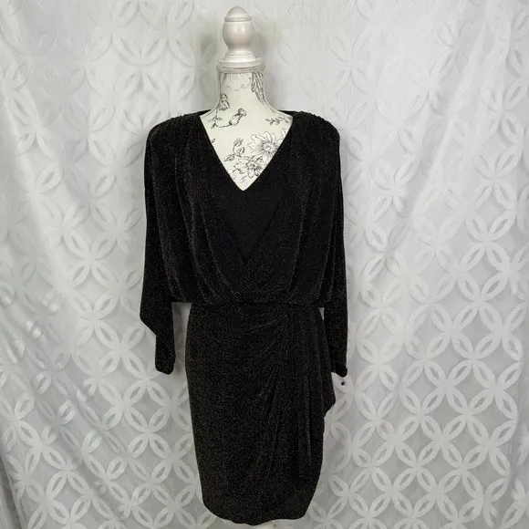 Calvin Klein Glitter-Knit Gathered-Waist‎ Dress Size 8 NWT - Image 2